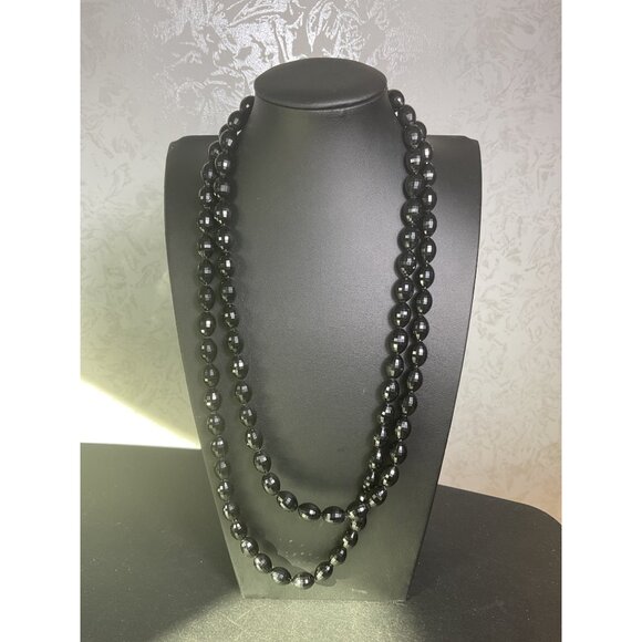 Faceted Black Beaded Necklace & Bracelet Set - Picture 4 of 5